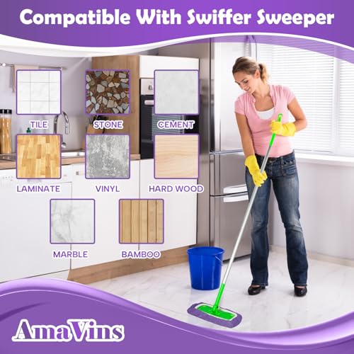 AmaVins 5 Pack Reusable Microfiber Mop Pads Compatible with Swiffer Sweeper Mop, Wet and Dry Flat mop Cover, Washable Mop Pads for Surface/Hardwood Floor Cleaning (Mop is Not Included) - color: 5 Pack Purple