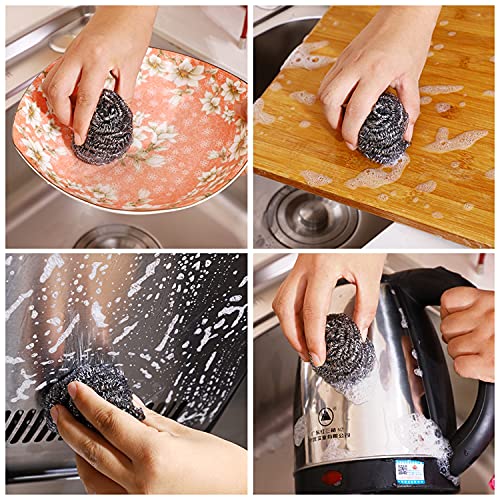 48 Pack Stainless Steel Scourers Sponges,Steel Wool scrubbers for stoves, pots, Cooker Hoods, etc. That are Difficult to Clean (48 Pack-Small 10 gram) - size: 48 Pack-Small 10 Gram