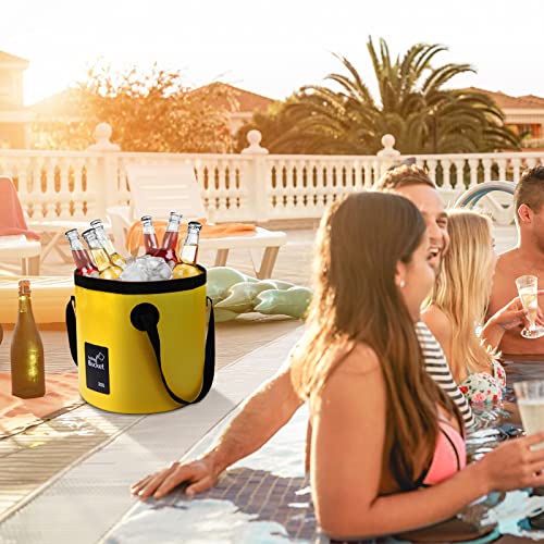 Tessco for you 4 Pack 5 Gallon Collapsible Bucket with Handle Portable Folding Bucket Collapsible Camping Sink Water Container for Hiking Fishing Beach Car Washing