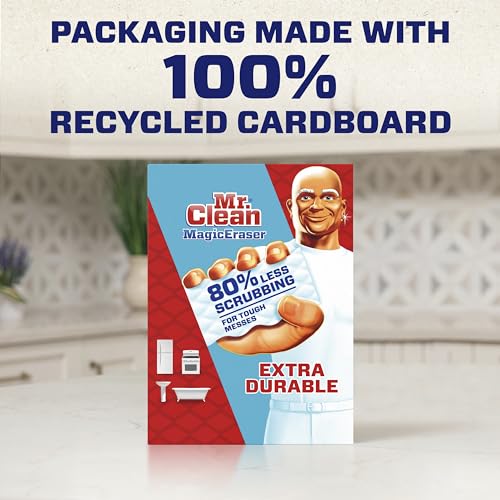 Mr. Clean Magic Eraser Sponge, All Purpose Cleaner, Cleaning Scrubber, Wall, Sneaker, Kitchen, Bathroom, Shower, Melamine Sponge, Pads, Extra Durable, 10ct