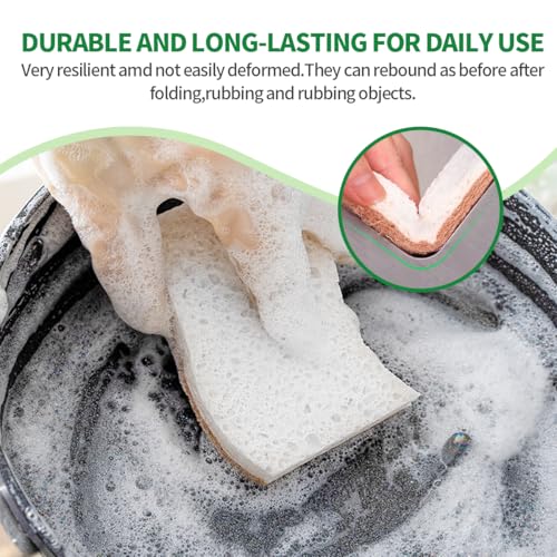Sponges Kitchen Natural Dish Sponge Plant-Based Biodegradable Compostable Cellulose with Coconut Scrubber Sponge Non Scratch Eco Friendly Kitchen sponges for Kitchen Dishes(Pack of 24) - size: Pack of 24
