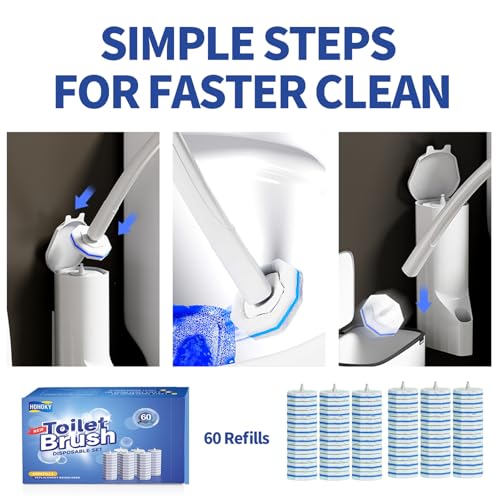 60pc Refills Disposable Toilet mats Brush Cleaning System, Toilet Cleaning Brush, 60 Replacement Brush Heads, No Handle or Base,Toliet Wand Refills,Toilet Bowl Clean Refill Pads,Toilet Scrubber Refill - style: 60 refflls(Without handle)