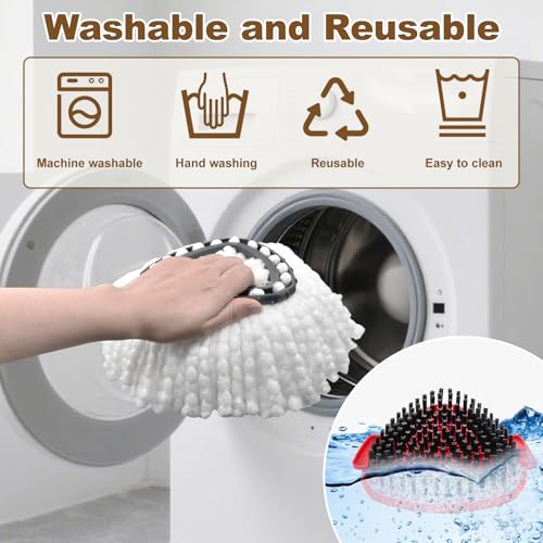 Mop Heads Replacements for O Cedar EasyWring 1 Tank,Spin Mop Replace Heads for OCedar,Includes 3 Microfiber Mop Refills,1 Upgrade Scrubber Brushes and 1 Base for Deep Cleaning Machine Washable - size: 1 Tank-5pack