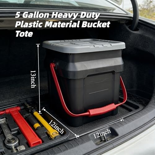 5 Gallon Heavy Duty Plastic Material Bucket Tote, Black, Adult