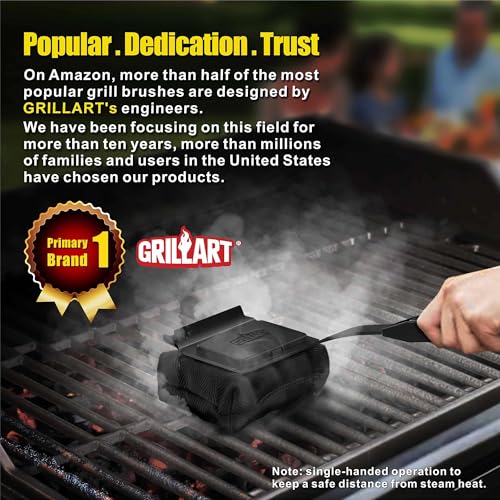 GRILLART Grill Brush Bristle Free, Replaceable BBQ Cleaning Pad (No Handle), Safe Replacement Cleaning Pad/Head for Cast Iron/Stainless Steel Grates - Dark Black - color: Dark Black
