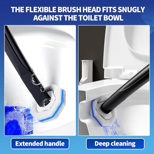 Disposable Toilet Brush - Toilet Bowl Cleaner, Toilet Cleaning Supplies, Toilet Brush with Holder, Toilet Bowl Cleaner Wands,40 Refills for Toilet Cleaning and Hygienic Bathroom Maintenance - style: Toilet brush+40 refills