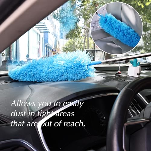 4PCS Microfiber Duster Kit, 3 in 1 Microfiber Dusters Retractable Gap Dust Cleaner and Chenille Duster with 83 inches Extra Long Extension Pole for Cleaning Ceiling Fan, High Ceiling - size: 30-98inch-4pcs