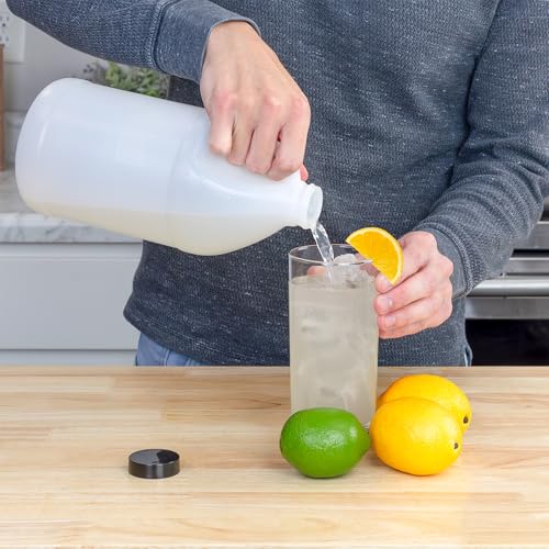 Cornucopia Brands Half Gallon Plastic Jug w/Pump; 64-Ounce/2 Quart Bottle w/Lotion & Liquid Pump Top for DIY Hot Sauce, Liquid Soap, Etc, Storage Lid Included