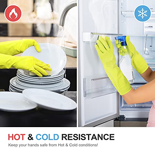 DABOGOSA MAMISON Reusable Household Dishwashing Cleaning Rubber Gloves, Non-Slip Kitchen Glove (1 Pair) - color: Green, size: Large (Pack of 2)