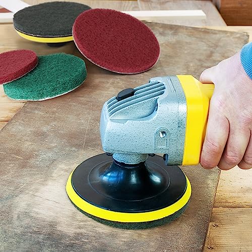 Power Scrub Pads Drill Attachment, GOH DODD 15 Pieces 5 Inch Headlight Restoration Kit Cleaning Kit Scouring Pads with Baker and Universal Shaft for Kitchen, Bathroom, Grout, Carpet, Tub, Grill, Tile - size: 5 Inch 15 Pieces