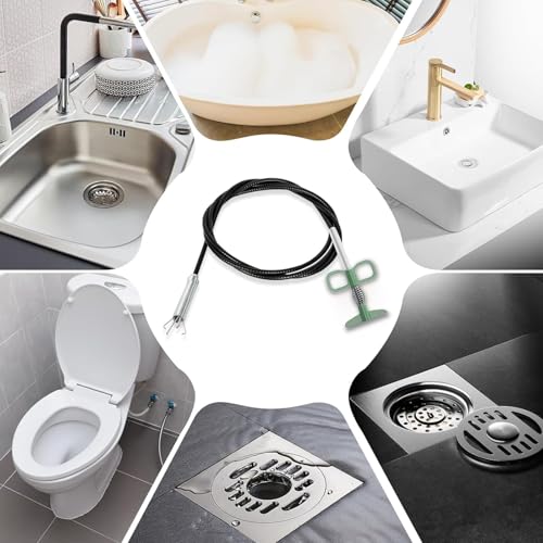 35" Flexible Drain Snake Grabber Tool, Upgraded Hair Clog Remover for Sink, Shower & Bathtub, Easy Reach Plumbing Weasel