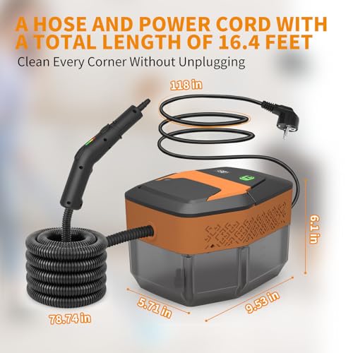 Steam Cleaner,3-Level Adjustable Handle,60.87oz Tank 15s Heat-Up,2500w Portable Steamer for Cleaning,Handheld Steam Cleaner for Home for Dirt,Grease,Bed Bugs,Grout,Tile,Floor,Car