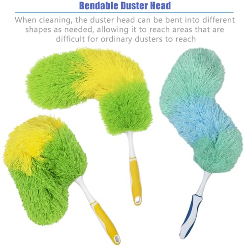 2 Pack 20-inch Microfiber Dusting Dusters with Non-Slip Handles and Bendable Microfiber Duster Heads, Perfect for Household Cleaning, Office Cleaning, and Car Cleaning, Feather Duster for Cleaning