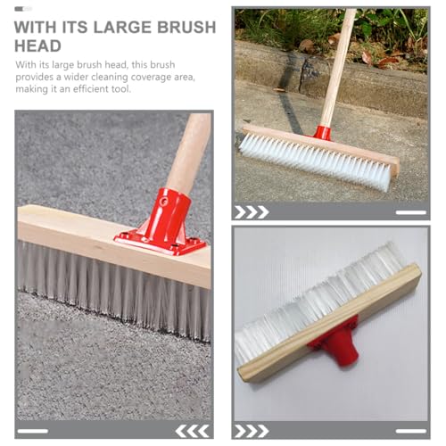 Hard Bristle Floor Brush with Long Handle, Nylon Stiff Bristle Scrubbing Brush for Outdoor Patio and Bathroom Floor Cleaning, Sturdy 40cm Scrubber for Decking and Carpet Stain