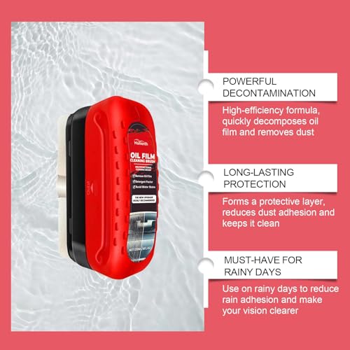 2pack Automotive Oil Film Cleaning Brush New Glass Coating for Windshield Glass Oil Film Remover, Strong Front Windshield Remover for Windshield Improves Clarity and Visibility