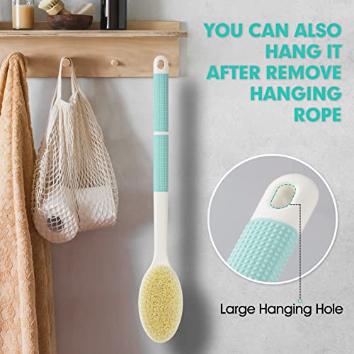 Backski Back Scrubber Anti Slip for Shower,Back Brush Long Handle with Soft and Stiff Bristles,Body Scrubber for Bath or Dry Brush(Green) - color: Green