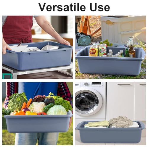 DUNCHATY 8.6 Gallon (33L) Plastic Bus Tubs - Extra Large Commercial Grade Utility Box and Wash Basin Boxes for Restaurant Kitchen Organization and Storage - 24.5" L x 16.5" W x 7" H (8.3Gal/33L)