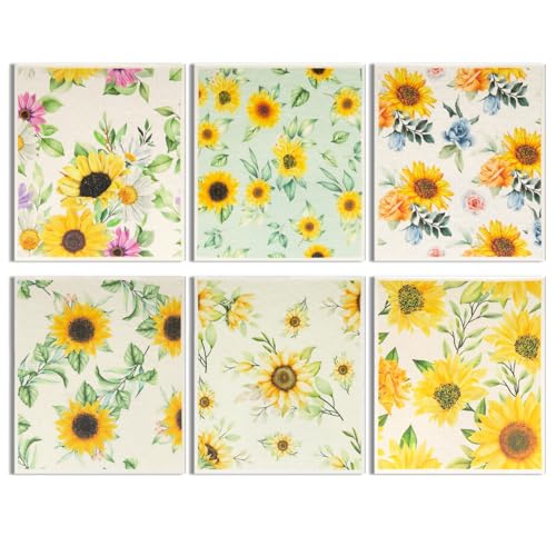 6 - Pack Swedish Kitchen Dish Cloths - Reusable Paper Towels for Counters & Dishes - Eco Friendly Cellulose Sponge Cloth (Sunflower) - color: A2-sunflower