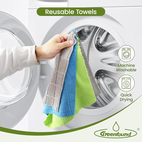 Greenfound Microfiber Cleaning Cloth Roll, 80 Pack Tear Away Towels, Reusable Washable Lint Free Scratch Free Absorbent Cleaning Rags for Kitchen Home Car Window Glass, 11.5 x 11.5 Inch Wave Green - color: Wave Green