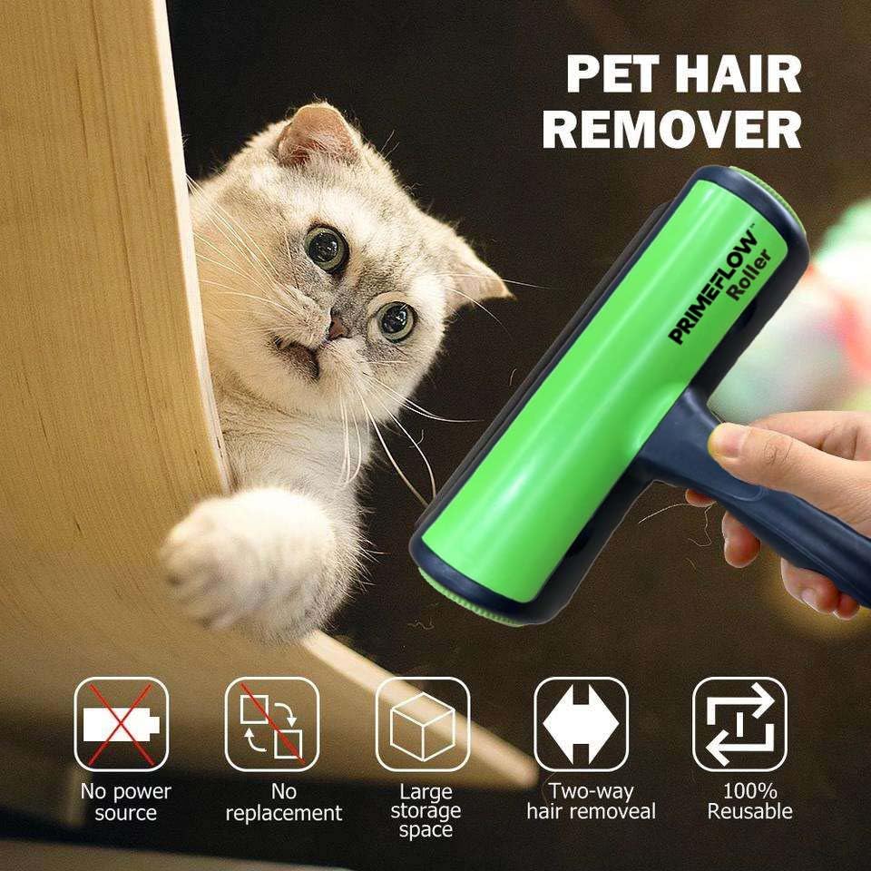 Reusable Pet Hair Remover Roller — Dog & Cat Hair Remover for Furniture, Couch, Clothes, Car & Laundry | Washable Lint Roller, No Sticky Tape | Includes Bonus Mini Roller for Travel