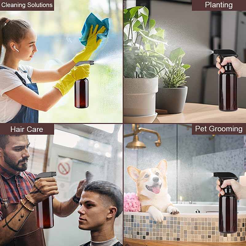 Spray Bottles 16.9oz Plastic Spray Bottle for Hair Mist/Stream Heavy Duty Empty Spray Bottles for Cleaning Solutions, Plants (16.9oz-Brown) - color: 16.9oz-Brown