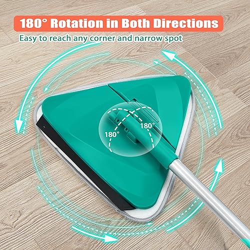 JEHONN Wall Cleaner Mop with Long Handle 82 Inches, 3-in-1 Ceiling Cleaning Tool Duster with 6 Replacement Microfiber Chenille Pads for Painted Walls, Baseboard, Window, Floor (Green) - color: Green