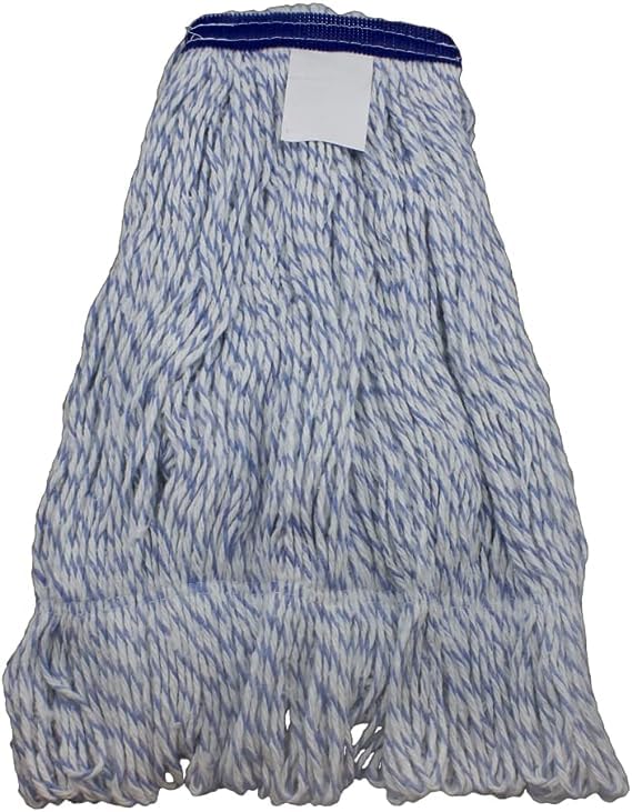 JaniMop Rayon Finish Mop, Blue/White Blended Yard, Medium, Each