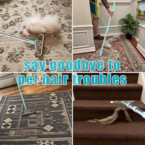 Ultra & Pro LINTPLUS Combo – 63” Long Carpet Rake for Pet Hair + Pro Attachments – Heavy Duty Stainless Steel Handle, Stand-Up Design – Effortless Fur & Lint Removal for Large Rugs, Carpets, Floors - size: Ultra,Pro