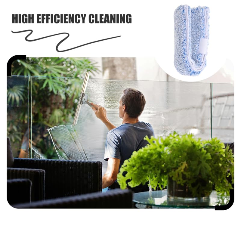 OUNONA Replacement Window Scrubber Pads 4-Pack Reusable Microfiber Squeegee Sleeves for Window Cleaning Bathroom Mirrors Tabletops 14.17X2.75X1.57 Inch