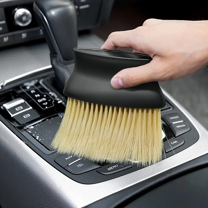 Car Duster Brush, Soft Microfiber Cleaning Brush for Car Interior Detailing, Dashboard, Air Vents, Keyboard & Home Use - Flexible & Lint-Free - color: Yellow