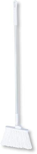 SPARTA 41083EC02 Plastic Color Coded Broom, Unflagged Bristles, Long Broom With Angled Head For Small Debris Cleaning, 56 Inches, White - color: White