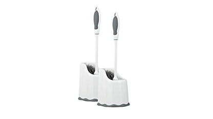 Superio Toilet Bowl Brush and Holder with Under Rim Cleaner for Bathroom, Toilet Brush and Caddy with Non Scratch Bristles and Under Rim Lip Brush - size: Toilet Brush with Scrubbing Lip