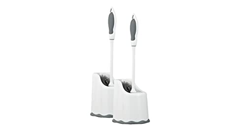 Superio Toilet Bowl Brush and Holder with Under Rim Cleaner for Bathroom, Toilet Brush and Caddy with Non Scratch Bristles and Under Rim Lip Brush - size: Toilet Brush with Scrubbing Lip
