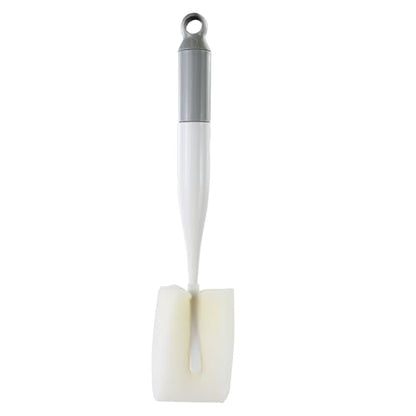 3 in 1 Water Bottle Brush, 11" Length Detachable Long Handle Cup Cleaning Brush with Head Sponge, Nylon Bristle & Crevice Tool for Deep Cleaning of Teacups Mugs Wine Glasses(White) - color: White