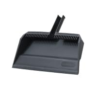 Superio 2-Pack Wide Plastic Dustpan with Comb - 16" Wide, Rubber Lip, Broom Handle Clip, Grey - color: Gray, size: 2 Pack