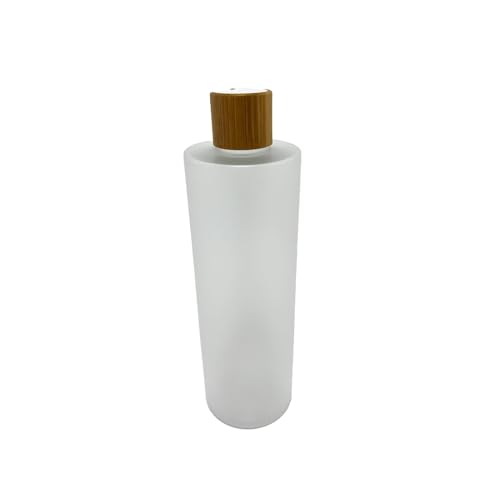 Empty Cosmetic Bottles 16oz/500ml with Bamboo Disc Top Flip Cap for Shampoo Lotion Liquid Soap,Cream,Refilable Plastic Squeeze Travel Size Toiletry Bottles Frost Clear - color: Frost Clear, size: 16.9 Ounces