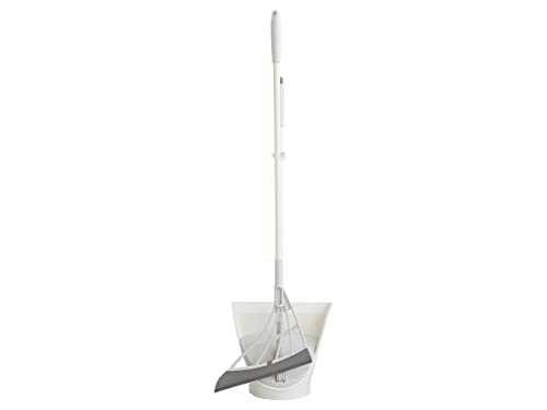 Broombi and Dustpan Set - All-Surface Silicone Broom & Squeegee for Indoor Cleaning - Sweeps Glass, Dust, Removes Pet Hair, Liquids - Smooth Floors, Rugs, Windows - One-Click Smart Dustpan (Grey) - color: Gray