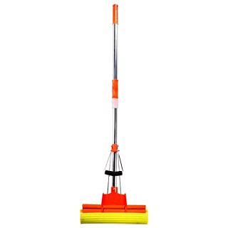 SHENKY Floor Cleaning Squeeze Mop with Adjustable Telescopic Handle Squeegee Absorber Sponge Cleaner Pocha for Home Kitchen Bathroom, Stainless Steel (Multicolor)