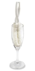 Flute and Stemware Wine Glass Cleaning Brush - Dishwasher Safe, Non-Scratch Flute Cleaner for Crystal Glasses, Champagne Glass, Goblet, Wine Decanter - for Bar & Restaurant by FryOilSaver - B61C - style: Pack of 1