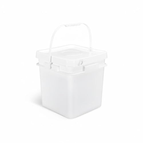 Qianly Square Bucket with Lid Versatile Use Square Bucket with Lid Fall Resistant Stackable Bin for Warehouse, Kitchen, Garage, White, 16L - color: White, size: 16L