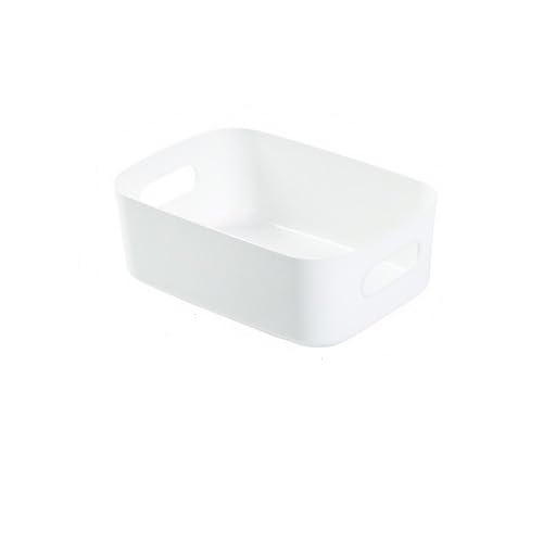 Plastic Storage Bins and Baskets for Efficient Home Classroom Organization Plastic Storage Container Under Bed,Under Sink Bathroom Organizer (Small white) - style: Small white