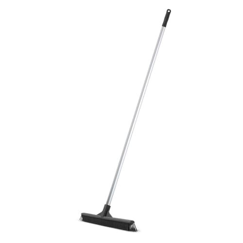 Superio 16” Pet Hair Remover Silicone Broom - Carpet Rake for Fur Removal - Rug Rake to Fluff Carpet – for Dust on Hardwood Floor & Tile – Rinse to Clean - size: Broom with Handle