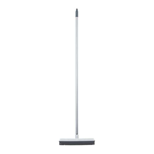 Rubber Bristle Broom for Hardwood Floors, Tiles, Carpets, Wood, and Vinyl Salon Broom, Rubber Squeegee Broom, Rug Broom, Rubber Rake for Human Hair, Pet Hair, Fur, Lint, Liquid, Grey, by Superio - size: Full Broom