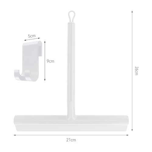 8 Inch Silicone Squeegee for Shower Glass with Hook，Shower Door Squeegee，Multi-Use Shower Squeegees (White) - color: White
