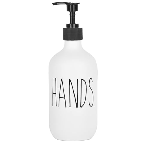 Hand Soap Dispenser 500ml Large Plastic Soap Dispenser Refillable Pump Liquid Sanitizer Bottle for Kitchen Bathroom Cute Farmhouse Style Home Decor (White Hands) - color: White Hands