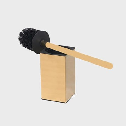 Toilet Brush and Holder Set Freestanding KWQKEM Modern Toilet Bowl Cleaners Brush and Holder with Lid 304 Stainless Steel (Brushed Gold) - color: Gold, size: Freestanding