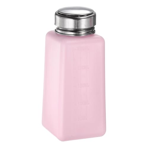 HARFINGTON Solvent Alcohol Dispensers 250ml(8.5oz) Push Down Liquid Dispenser Pump Bottle with Sealing Stainless Steel Lid for Acetone Cleanser Polish Remover, Pink - color: Pink, size: 8.5 Ounces
