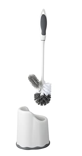 Superio Toilet Bowl Brush and Holder with Under Rim Cleaner for Bathroom, Toilet Brush and Caddy with Non Scratch Bristles and Under Rim Lip Brush - size: Toilet Brush with Scrubbing Lip