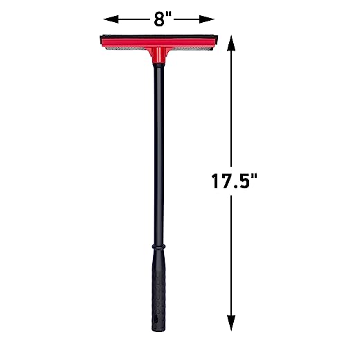 DSV Standard Window Squeegee for Car Windows, 2-in-1 Window Cleaner for Car Windshield, Gas Station, Shower, and Glass | Auto Squeegee with 17.5" Handle, 8" Soft Rubber Blade & Highly Absorbent Sponge