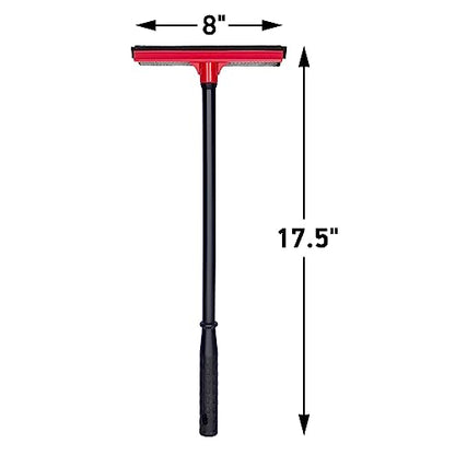 DSV Standard Window Squeegee for Car Windows, 2-in-1 Window Cleaner for Car Windshield, Gas Station, Shower, and Glass | Auto Squeegee with 17.5" Handle, 8" Soft Rubber Blade & Highly Absorbent Sponge